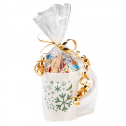 Weihnachtstasse Stars grün 70g mit Kärtchen